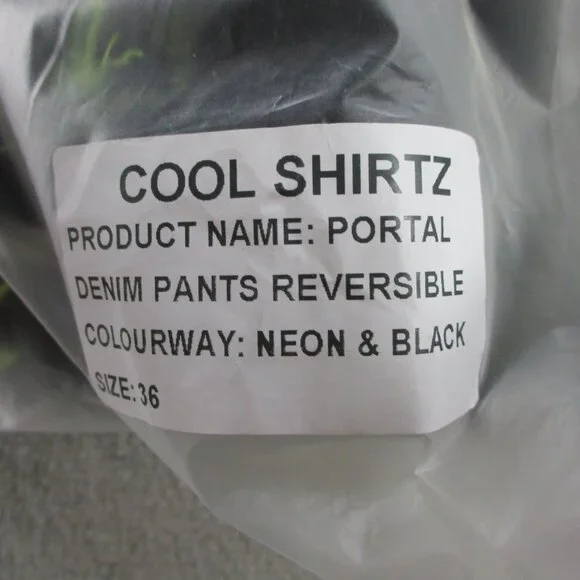 Cool Shirtz Portal Reversible Jeans Size 36 Neon Black Reversible Baggy Heavy - Picture 14 of 15